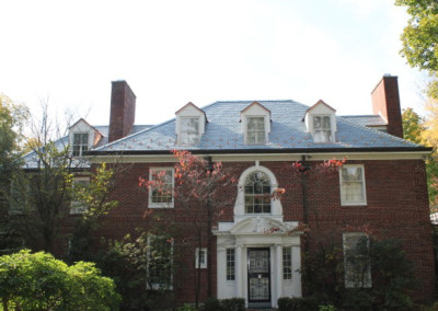 Non-weathering Gray Green Slate Roof with Copper Accents