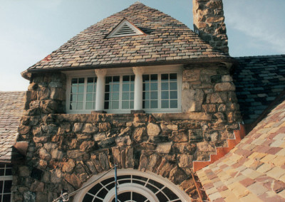 Graduated Slate Roof on Fieldstone Home