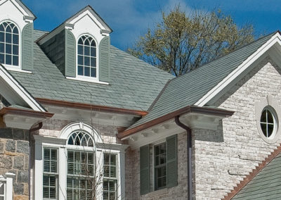 Non-weathering Gray / Green Slate Roof on Colonial Style New Construction
