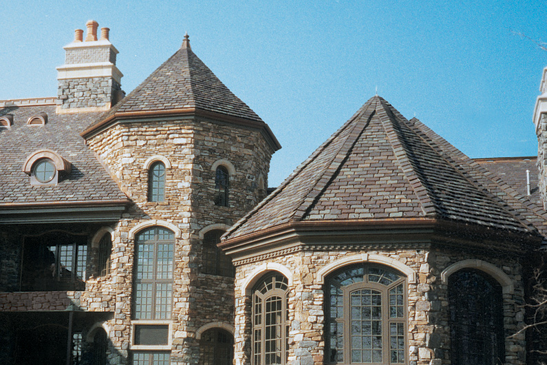 Graduated Slate Roof on Stone Estate