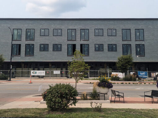 SlateTec™ installation technique used to install genuine slate cladding on Iowa Zero Carbon Certified building